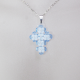 Small Cross - Pervenche-Silver Chain - 1